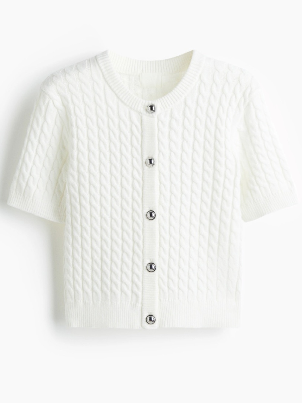 Woman plus XXL Ivory Cable Knit Short-Sleeve Cardigan nwt